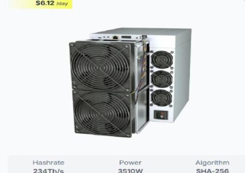 Bitmain Antminer S21 Pro 234Th SHA256 BTC Asic Miner $500USDT